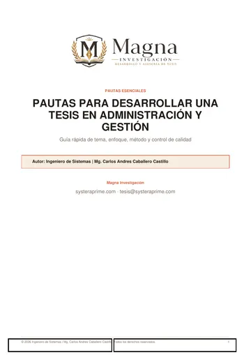 Pautas para desarrollar una tesis en Administración y Gestión