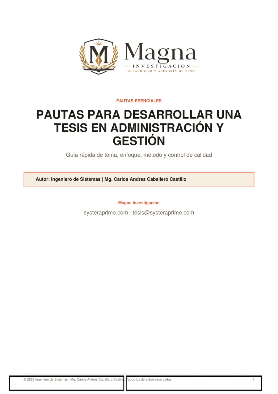 Pautas para desarrollar una tesis en Administración y Gestión