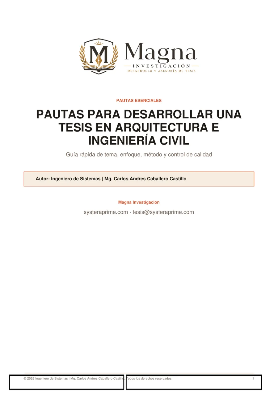 Pautas para desarrollar una tesis en Arquitectura e Ingeniería Civil