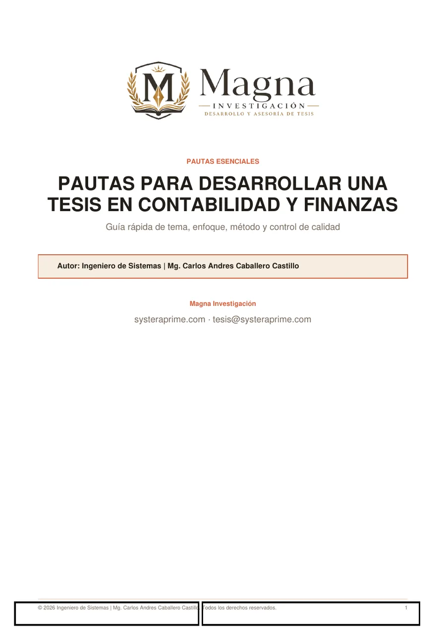 Pautas para desarrollar una tesis en Contabilidad y Finanzas