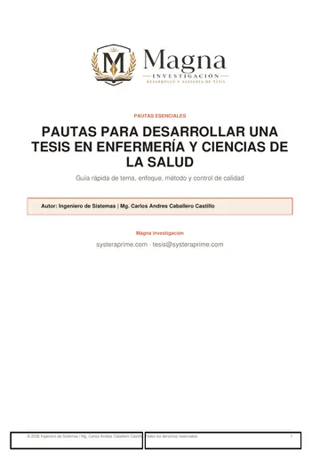 Pautas para desarrollar una tesis en Enfermería y Ciencias de la Salud