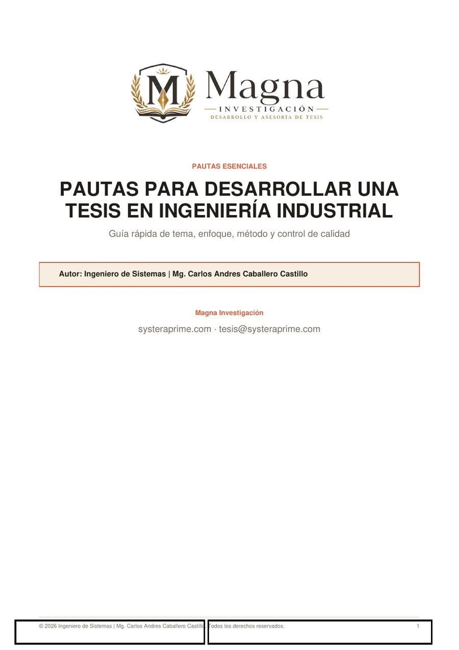 Pautas para desarrollar una tesis en Ingeniería Industrial
