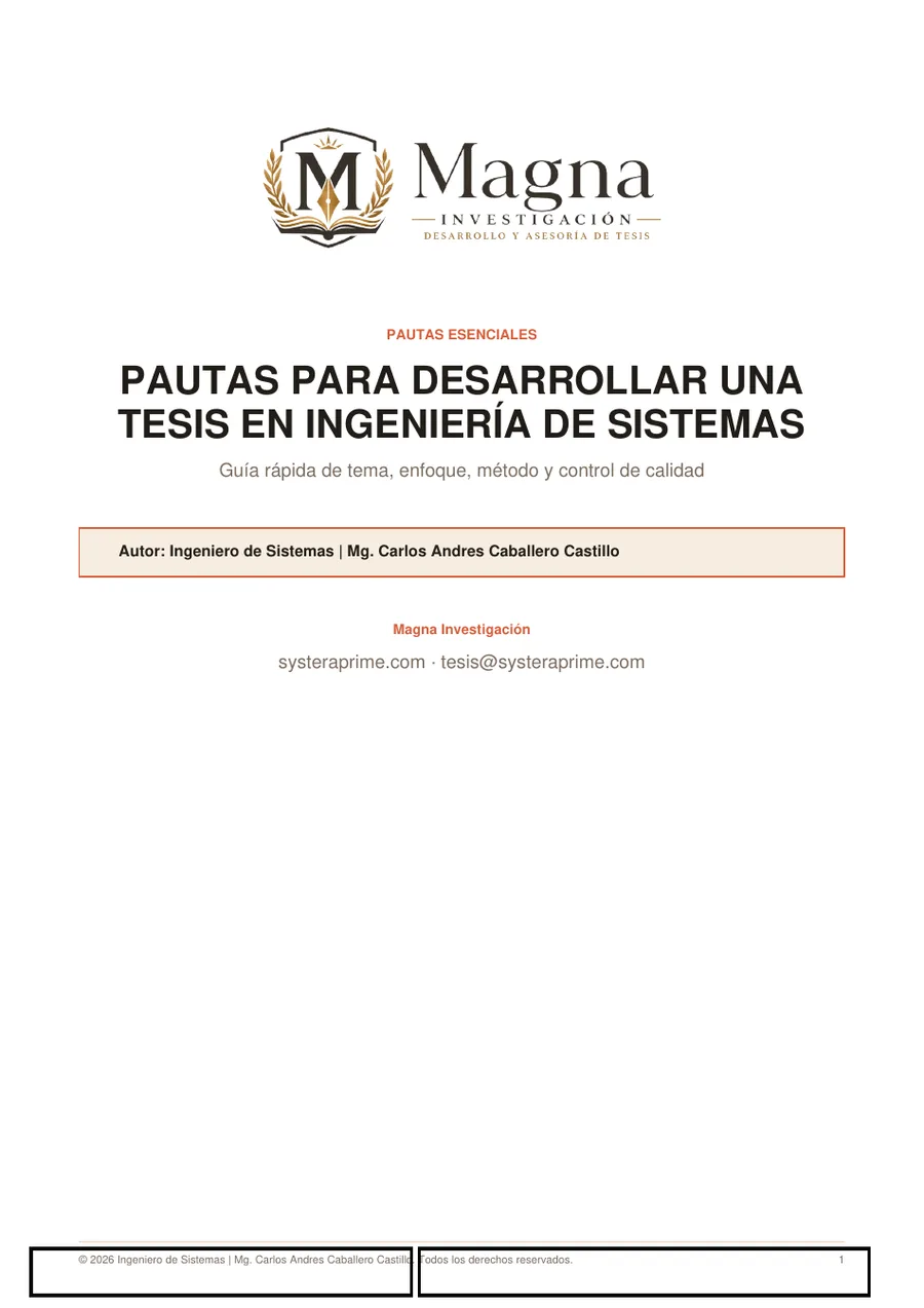 Pautas para desarrollar una tesis en Ingeniería de Sistemas
