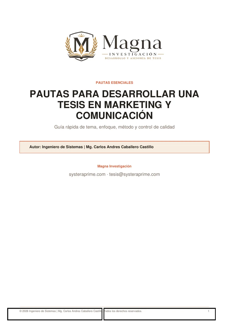 Pautas para desarrollar una tesis en Marketing y Comunicación
